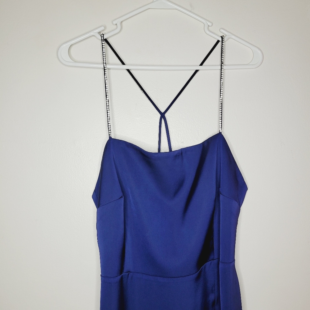 Ann Taylor Dress Womens Size 10 Blue Jeweled Strap Sheath Women's Sleekly Gala - Picture 5 of 16
